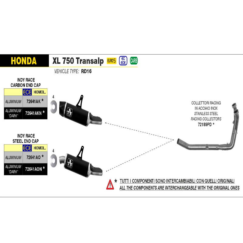 Escape aluminio negro Arrow Indi Honda XL 750 transalp 23-